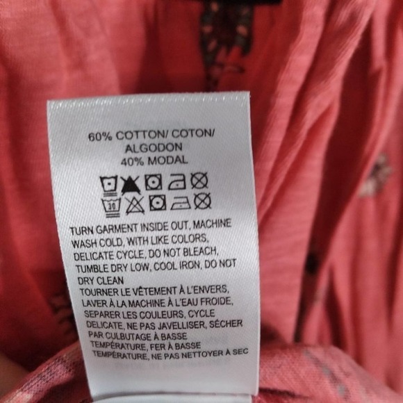 Lucky Brand Coral Pink Floral Peasant Top - Picture 11 of 14